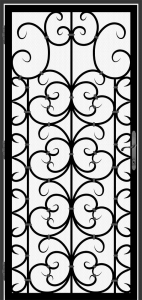 Custom Wrought Iron Security Door DF-15. Forged by Superior Ornamental Supply. 