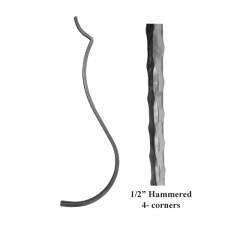 Hammered 4-corners square bar belly pickets - SUI70-D-5H4C