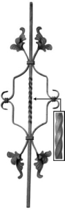 Twisted Pickets 65-520 - With a scrolls and leaves at each end.